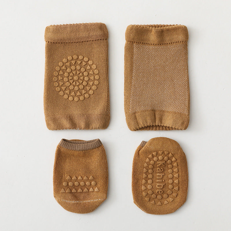Baby Non-Slip Knee Pad Crawling Socks Set