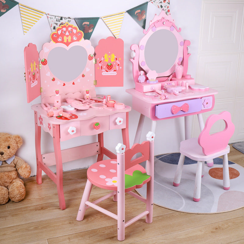 Children’s Wooden Princess Dressing Table & Jewelry Box Toy