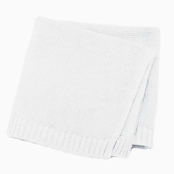 Personalized Knitted Baby Blanket with Embroidered Name & Bear