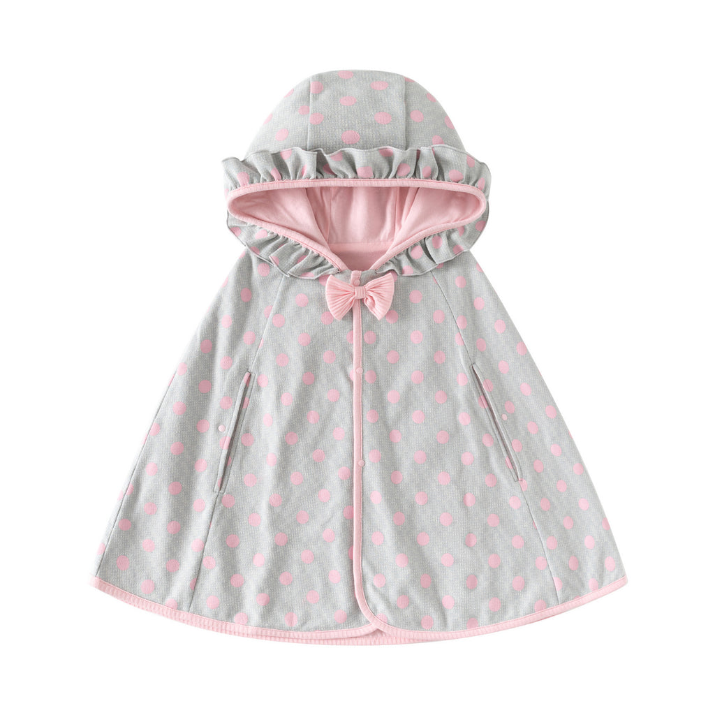 Sweet Polka Dot Cotton Baby Girl Hooded Cape