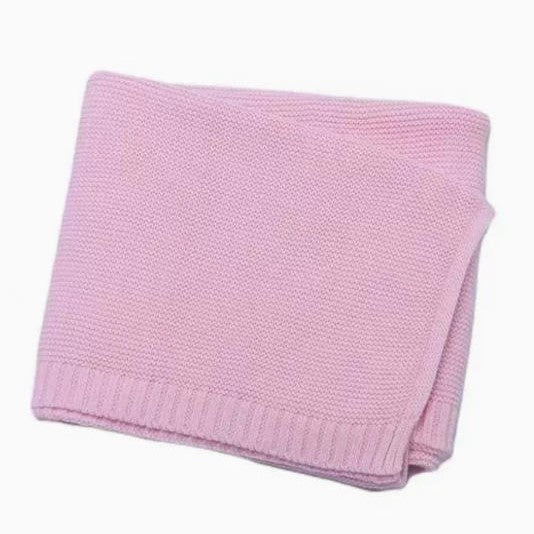 Personalized Knitted Baby Blanket with Embroidered Name & Bear