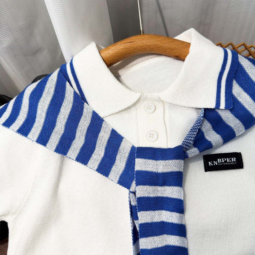 Boys’ Casual Two-Piece Lightweight Cotton Set with Shawl Collar