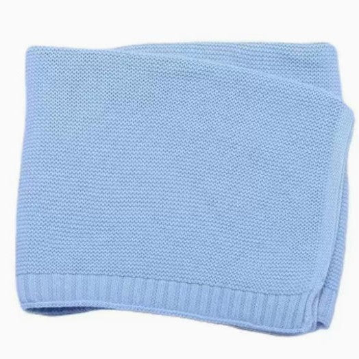 Personalized Knitted Baby Blanket with Embroidered Name & Bear