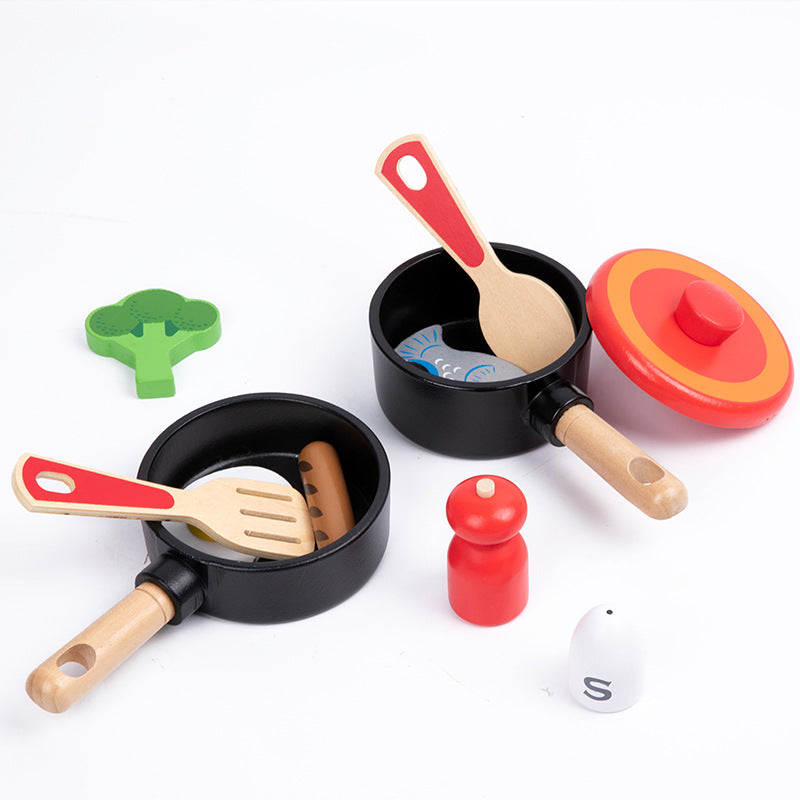 Children's Wooden Pretend Play Kitchen Cooking Set