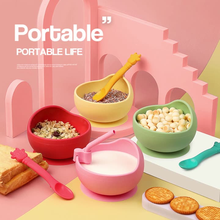 Silicone Suction Baby Feeding Bowl & Utensil Set