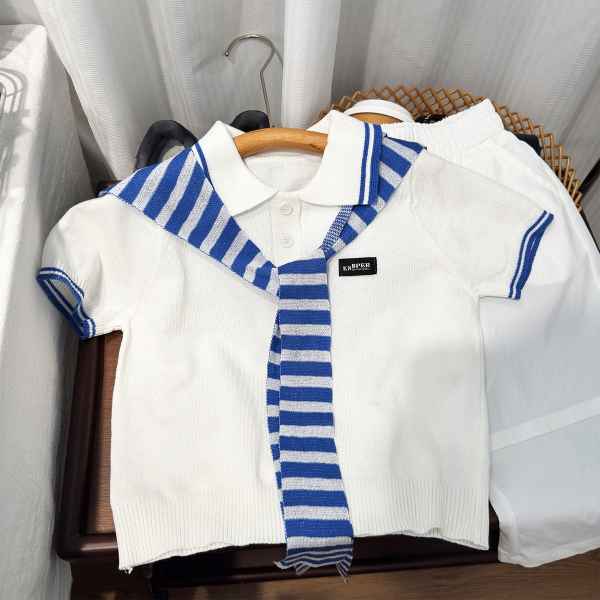Boys’ Casual Two-Piece Lightweight Cotton Set with Shawl Collar