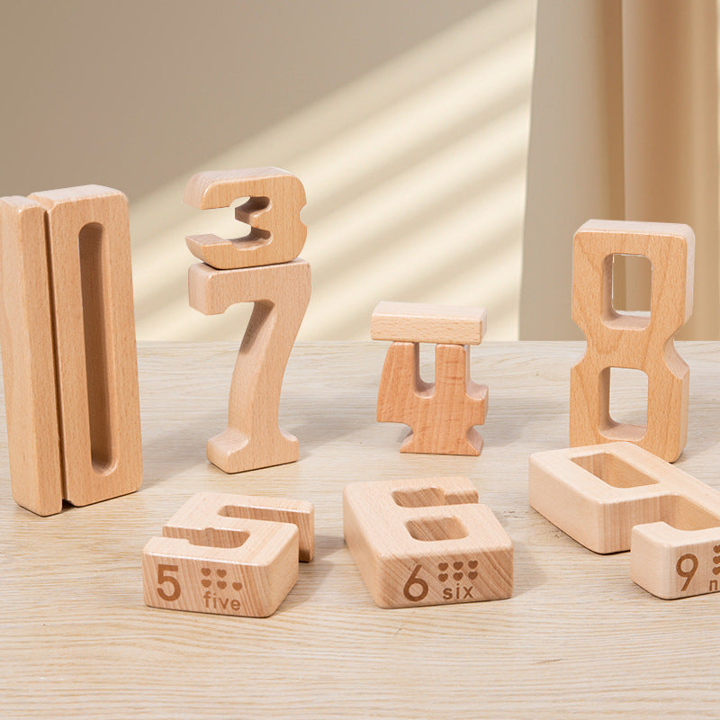 Montessori Wooden Number Building Blocks for Kids