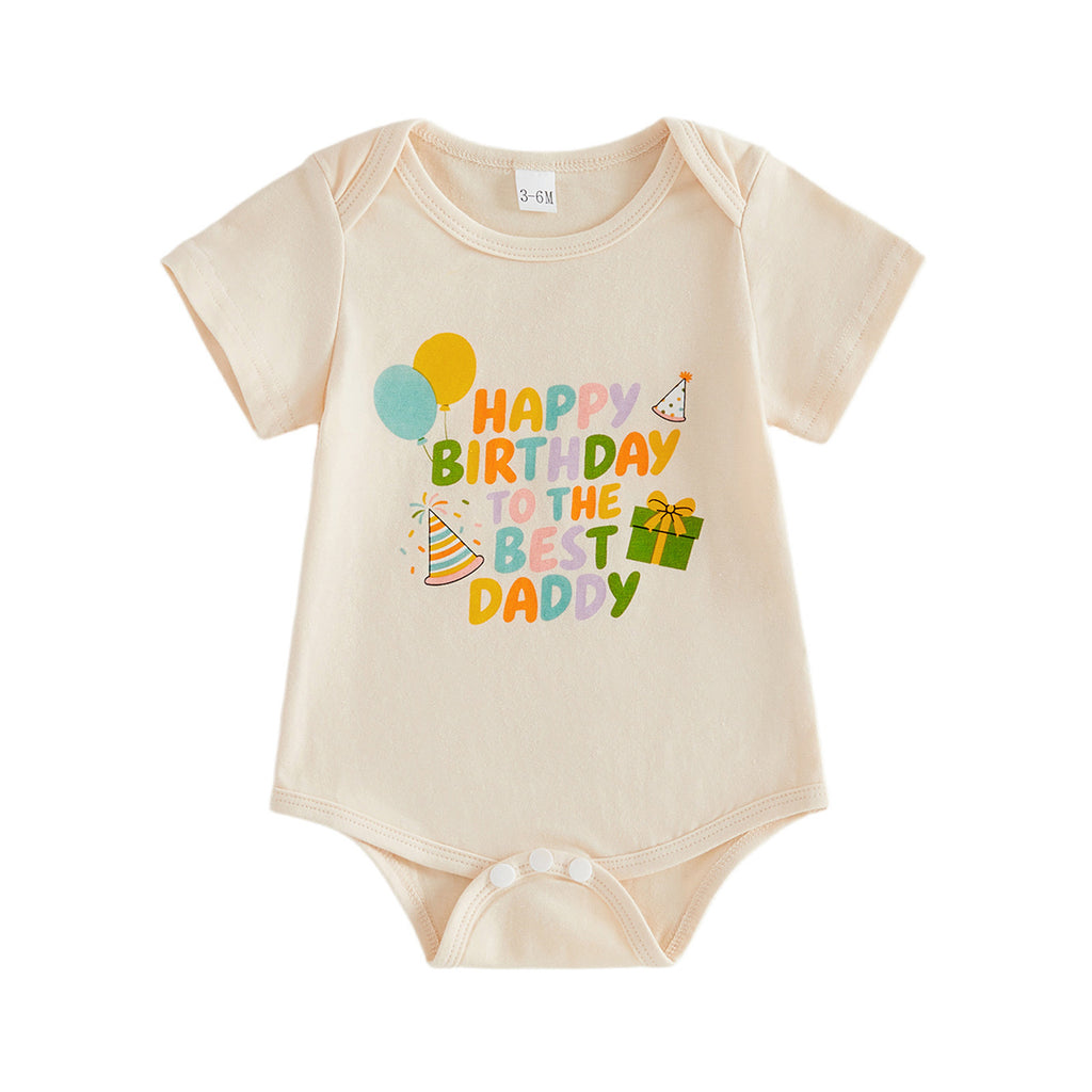 Baby Short Sleeve Birthday Theme Cotton Romper / Onesie