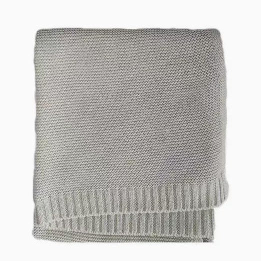 Personalized Knitted Baby Blanket with Embroidered Name & Bear