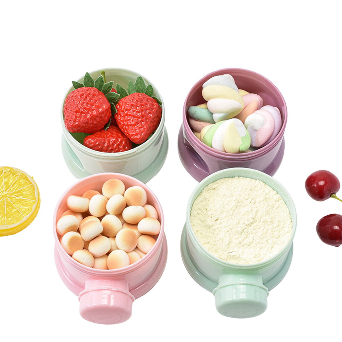 4-Layer Portable Baby Formula Dispenser and Snack Container