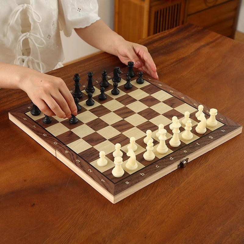 Magnetic Wooden Foldable Chess Board for Kids & Beginners