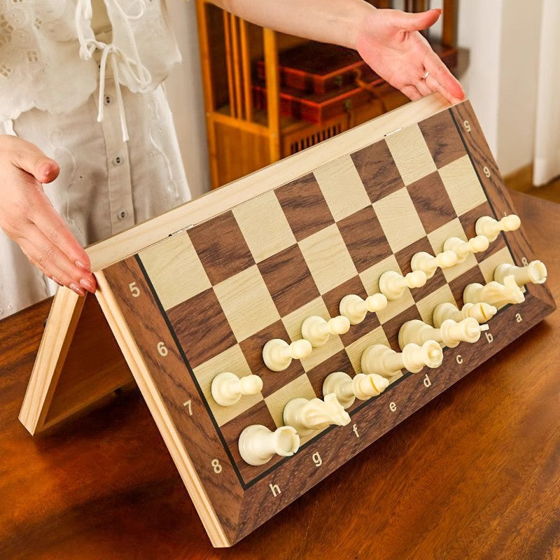 Magnetic Wooden Foldable Chess Board for Kids & Beginners