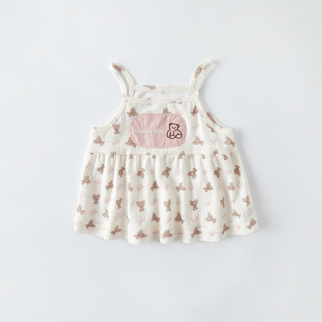 Girls' Printed Sleeveless Two-Piece Summer Set with Lightweight Cropped Pants