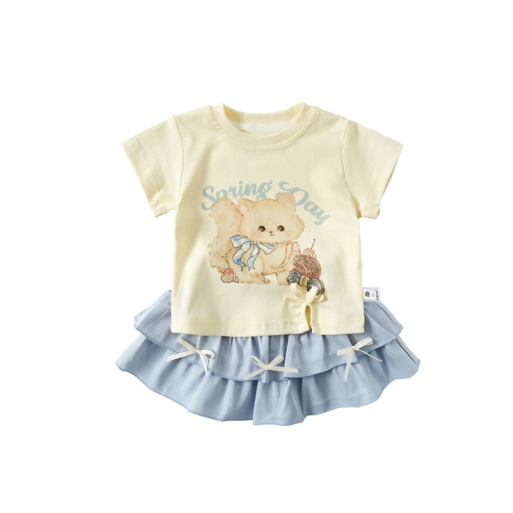 Short Sleeve Dress Set – Stylish Two-Piece Summer Outfit for Baby & Toddler Girls