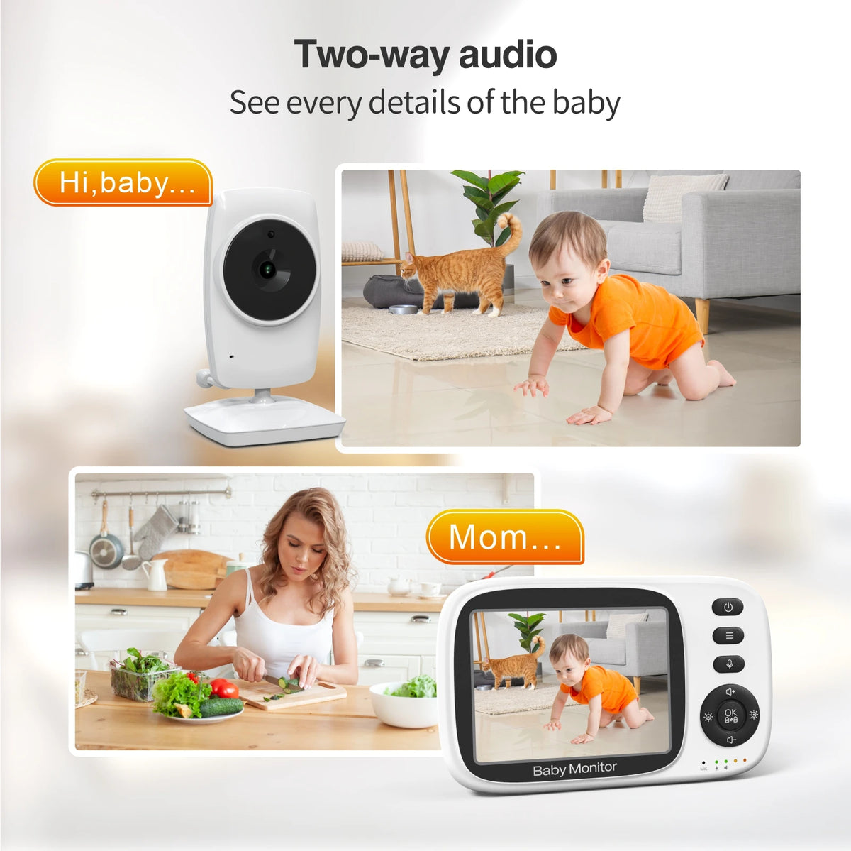 SM632A 2.4GHz Wireless Video Baby Monitor with 3.2-Inch Screen