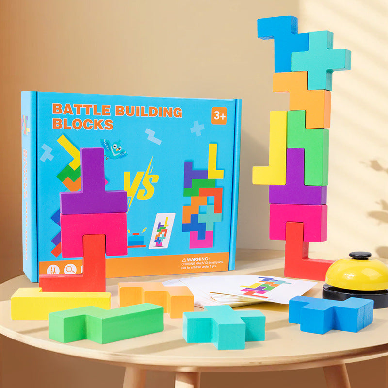 Wooden Russian Building Blocks Puzzle Game for Kids