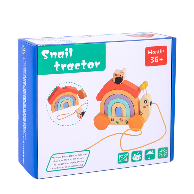 Wooden Rainbow Snail Pull-Along Learning Toy