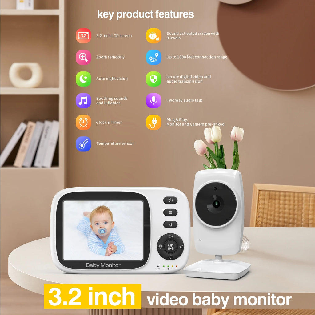 SM632A 2.4GHz Wireless Video Baby Monitor with 3.2-Inch Screen