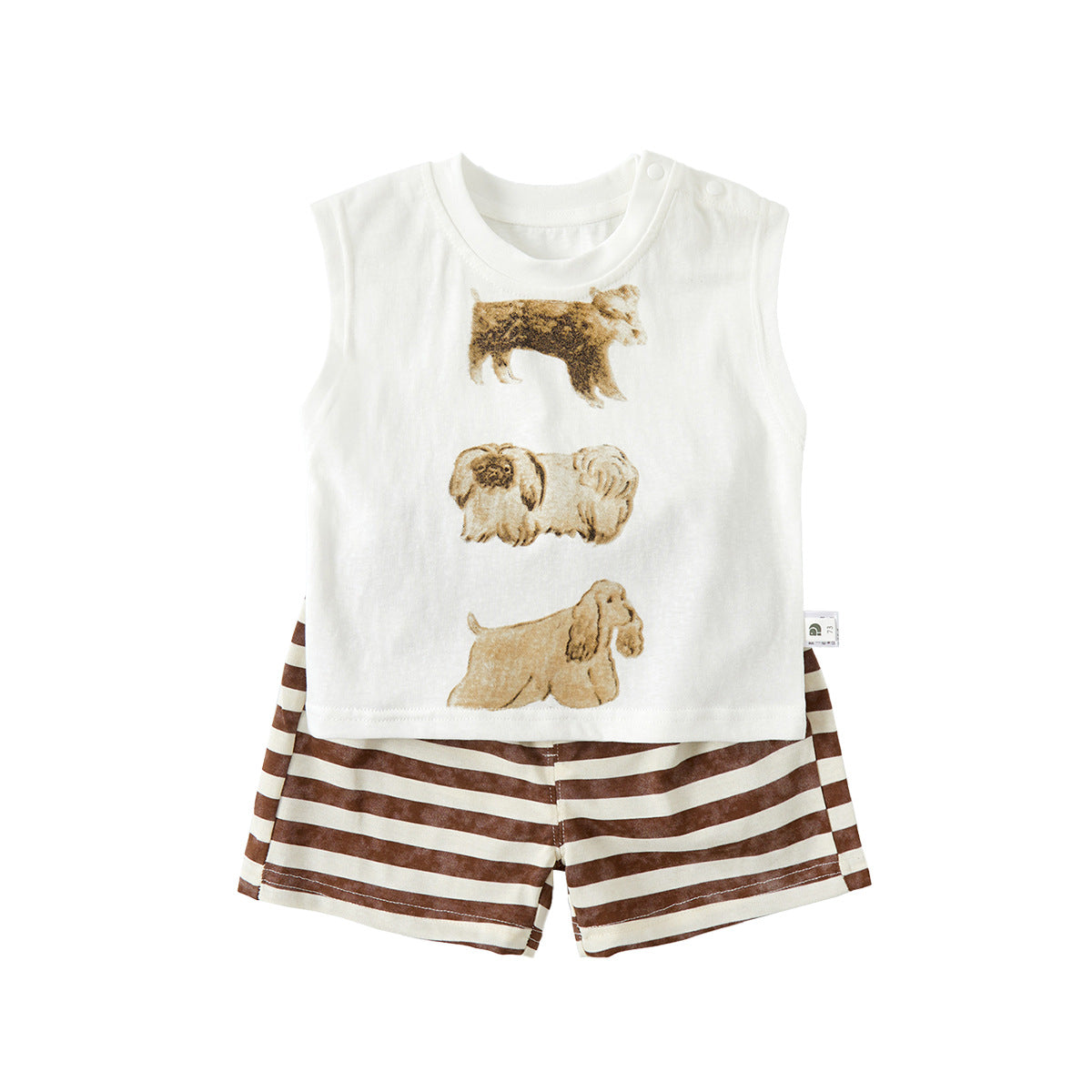 Toddler Boys Cartoon Vest & Stripe Shorts Two-Piece Summer Set