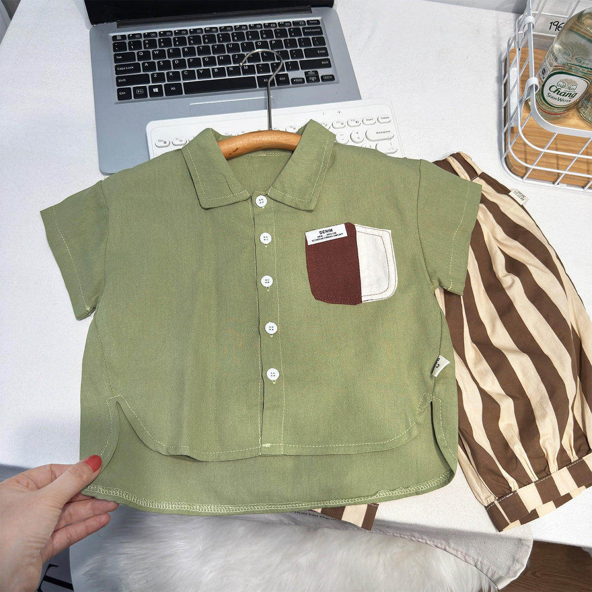 Boy's Casual Cotton Two-Piece Shirt & Shorts Outfit Set