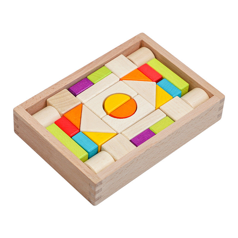 Wooden Box Set Building Blocks