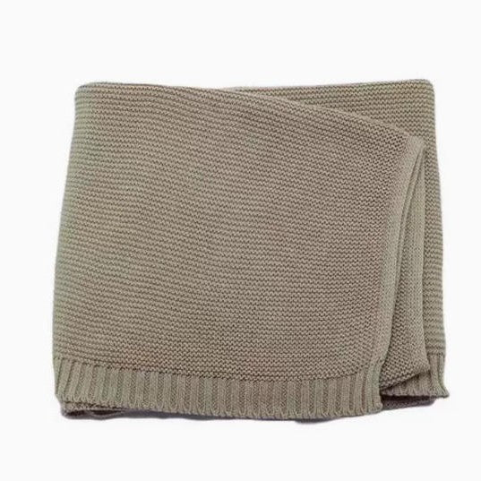 Personalized Knitted Baby Blanket with Embroidered Name & Bear