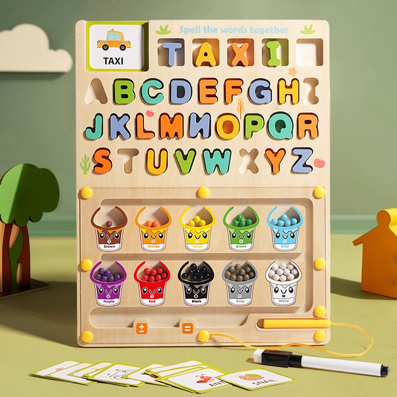 Wooden Magnetic Pen Number & Color Classification Counting Maze