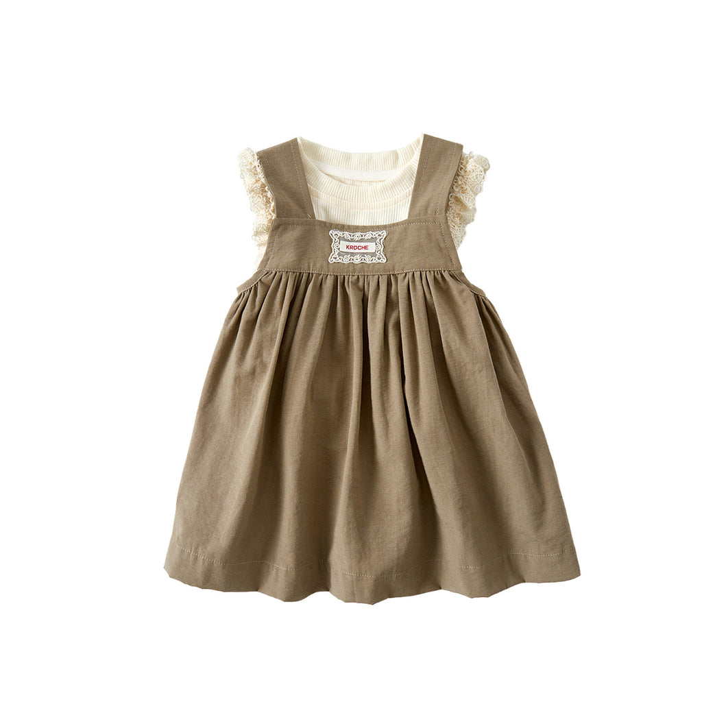 Cute Girls' Lace Bodysuit & Dress Two-Piece Summer Set