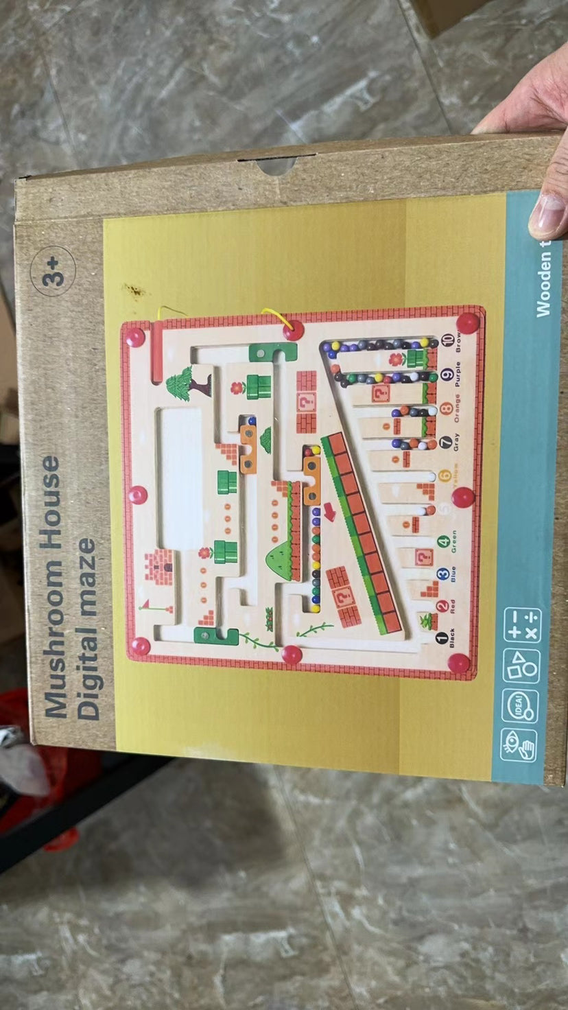 Wooden Magnetic Pen Number & Color Classification Counting Maze
