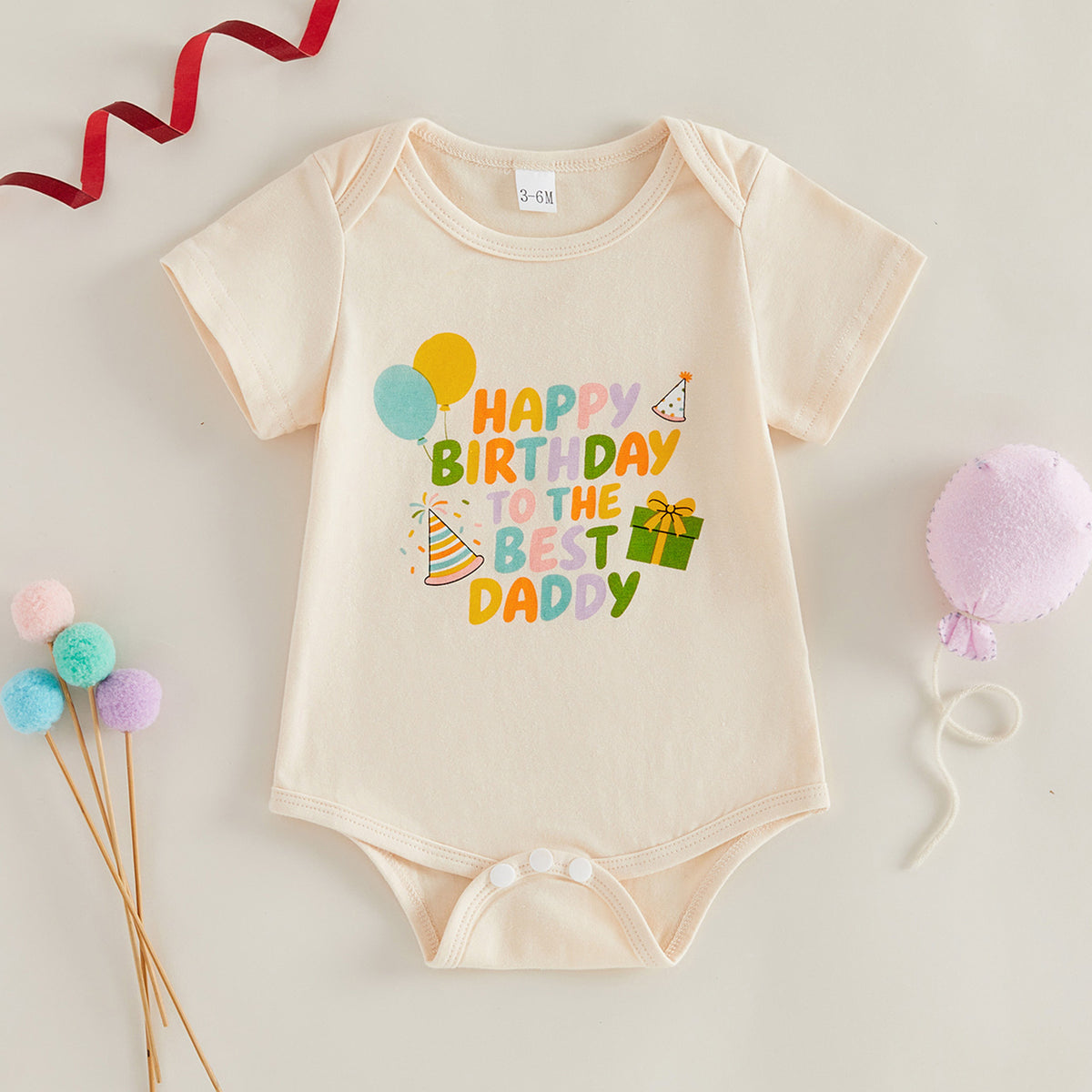 Baby Short Sleeve Birthday Theme Cotton Romper / Onesie
