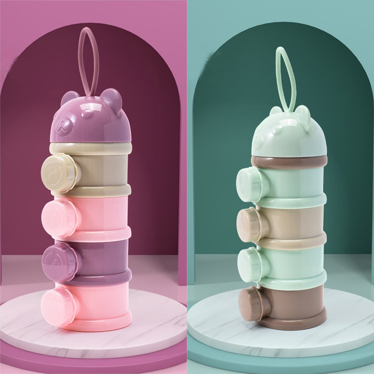 4-Layer Portable Baby Formula Dispenser and Snack Container
