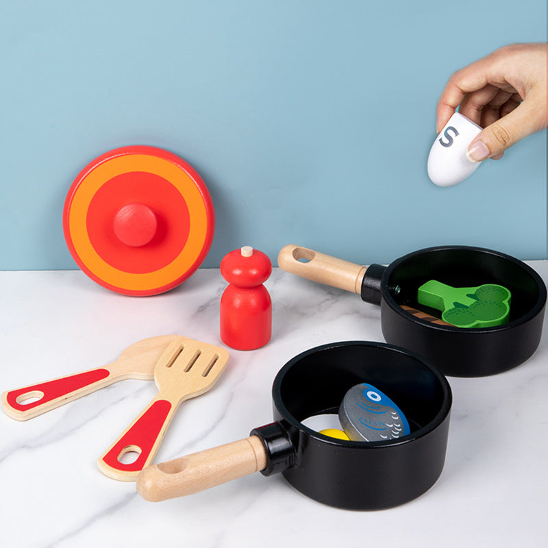 Children's Wooden Pretend Play Kitchen Cooking Set
