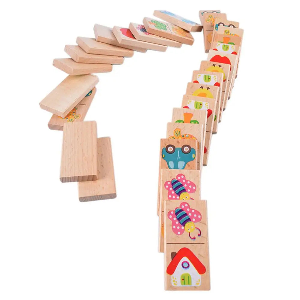 Wooden Dragon Domino Puzzle Building Blocks