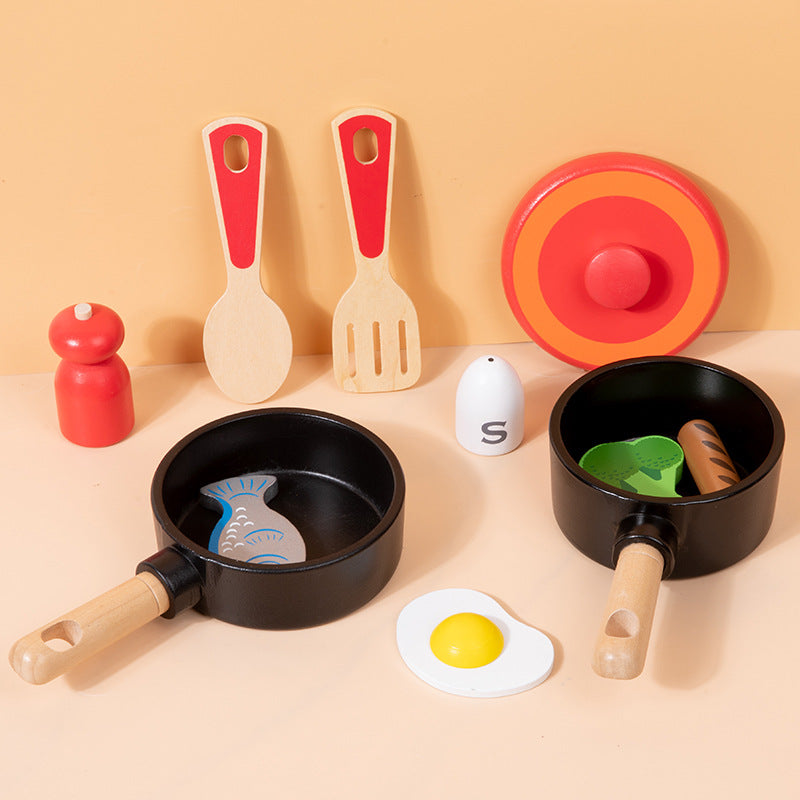 Children's Wooden Pretend Play Kitchen Cooking Set
