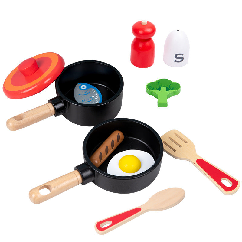 Children's Wooden Pretend Play Kitchen Cooking Set