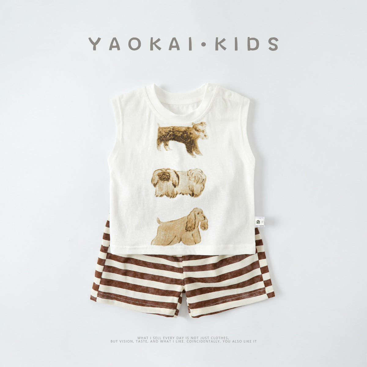 Toddler Boys Cartoon Vest & Stripe Shorts Two-Piece Summer Set