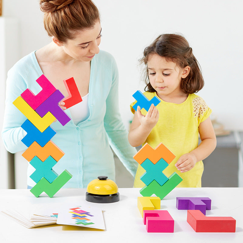 Wooden Russian Building Blocks Puzzle Game for Kids