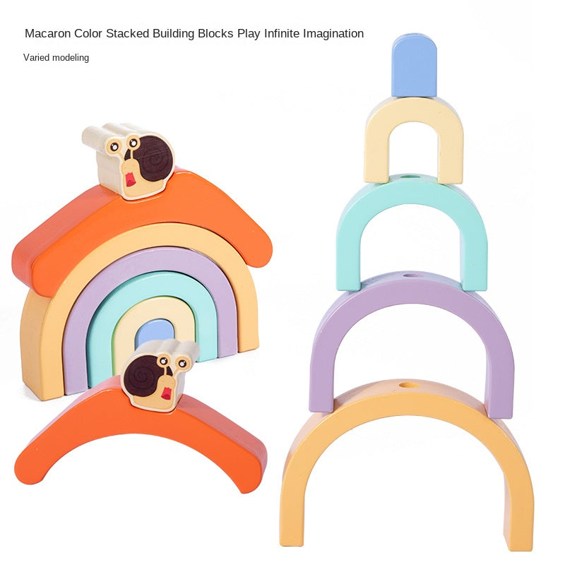 Wooden Rainbow Snail Pull-Along Learning Toy