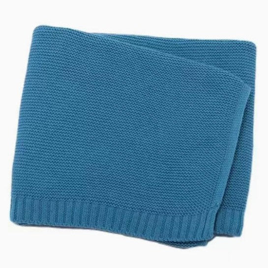Personalized Knitted Baby Blanket with Embroidered Name & Bear