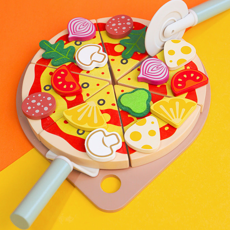 Wooden Pretend Play Pizza & Kitchen Set for Kids
