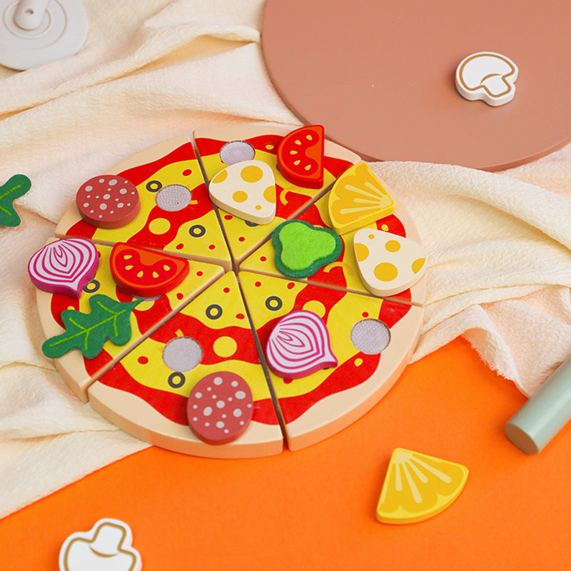 Wooden Pretend Play Pizza & Kitchen Set for Kids