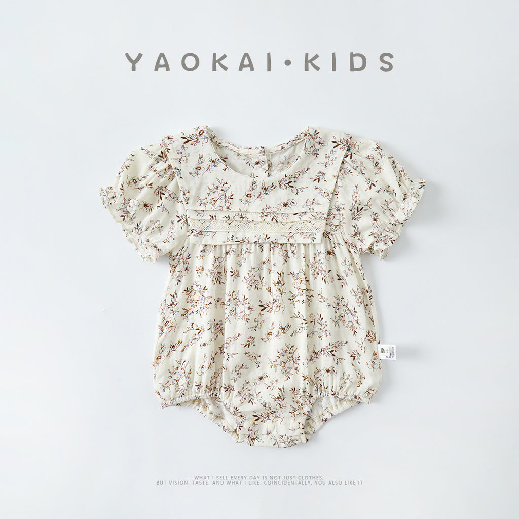 Infant Floral Romper Baby Girl Lightweight Cotton Summer Onesie
