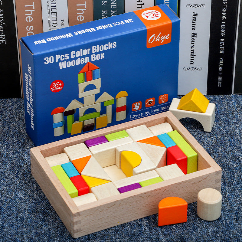 Wooden Box Set Building Blocks
