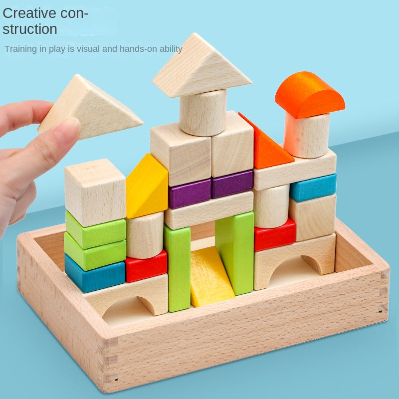 Wooden Box Set Building Blocks
