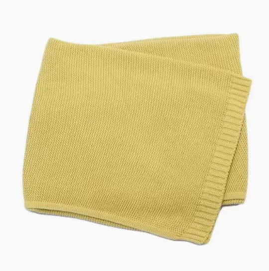 Personalized Knitted Baby Blanket with Embroidered Name & Bear