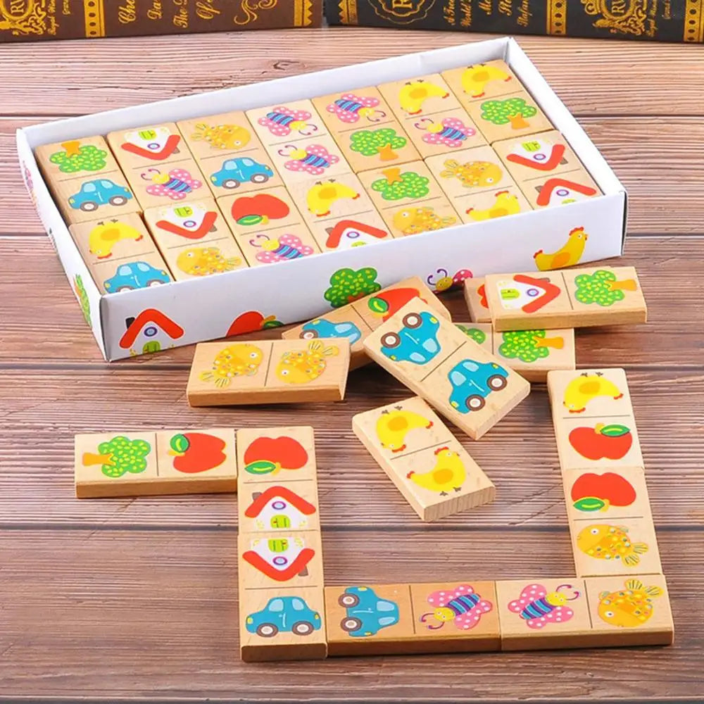 Wooden Dragon Domino Puzzle Building Blocks