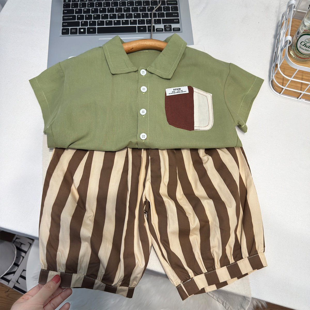 Boy's Casual Cotton Two-Piece Shirt & Shorts Outfit Set