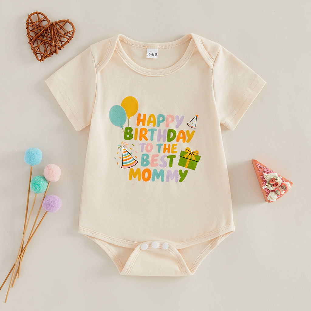 Baby Short Sleeve Birthday Theme Cotton Romper / Onesie