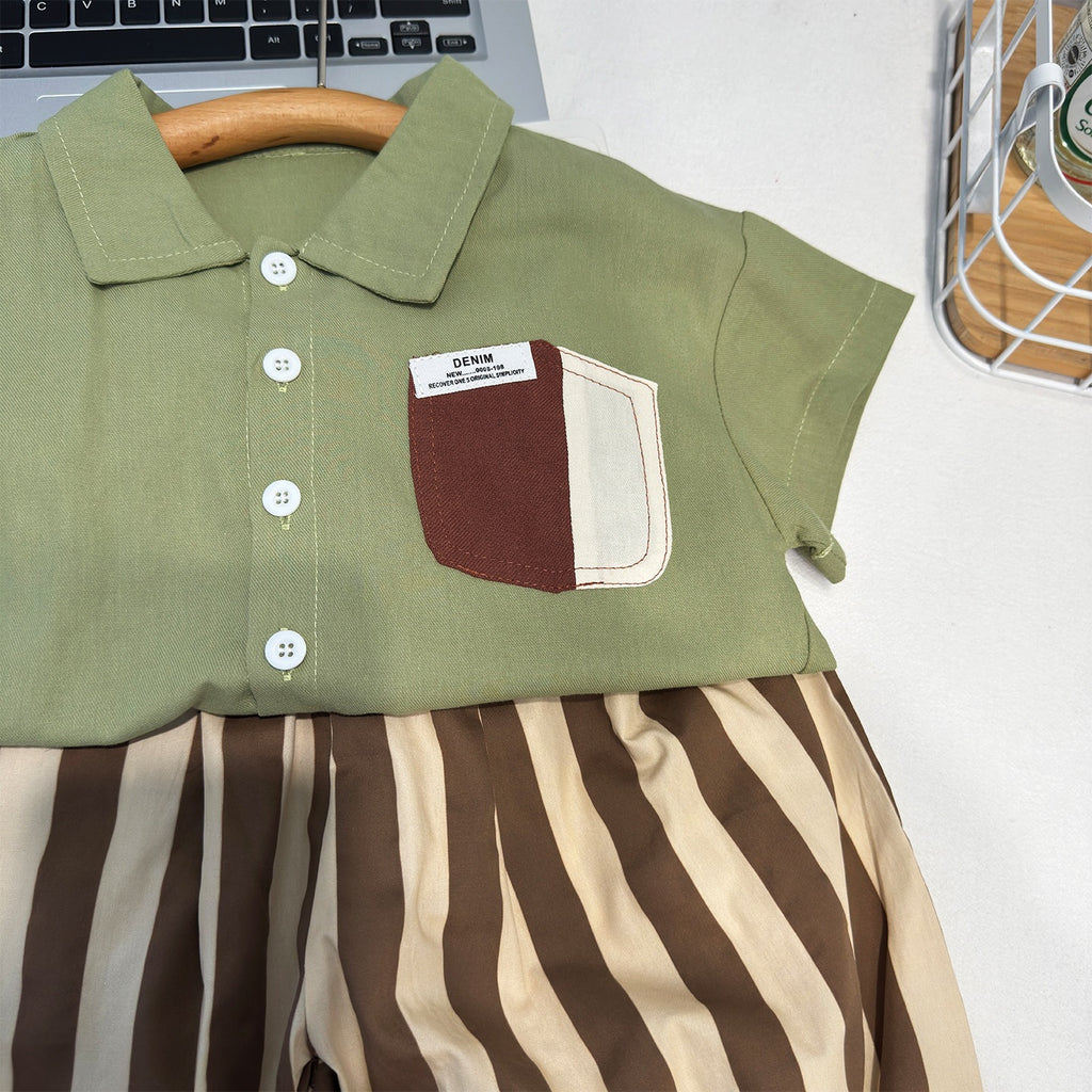 Boy's Casual Cotton Two-Piece Shirt & Shorts Outfit Set