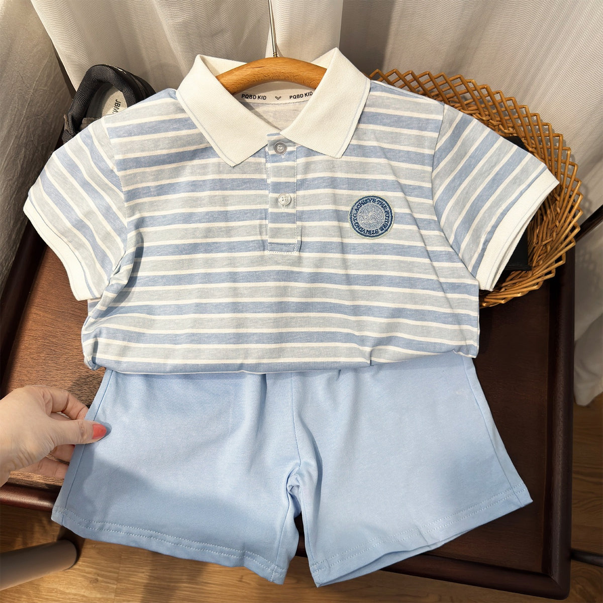 Boy's Casual Striped Polo Two-Piece Summer Set